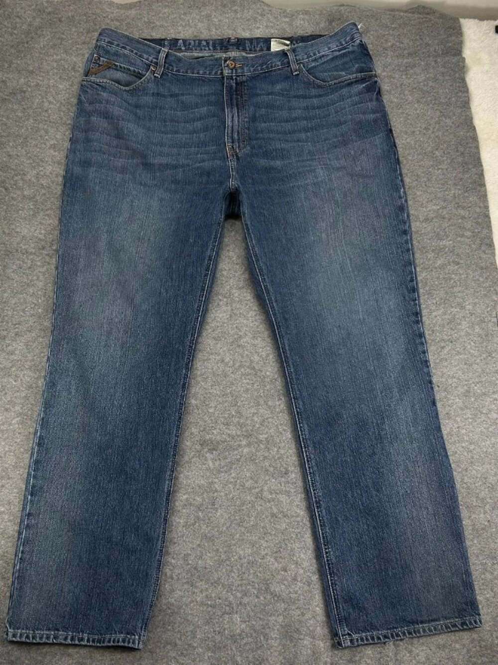 Ariat M4 Bootcut Jeans Mens 44x34 Blue Denim Whisker Western 5-Pocket Zip Fly